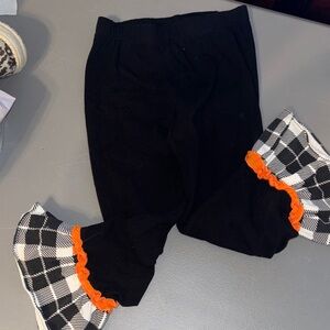 Kids Black and Orange Ruffle Pants size 5